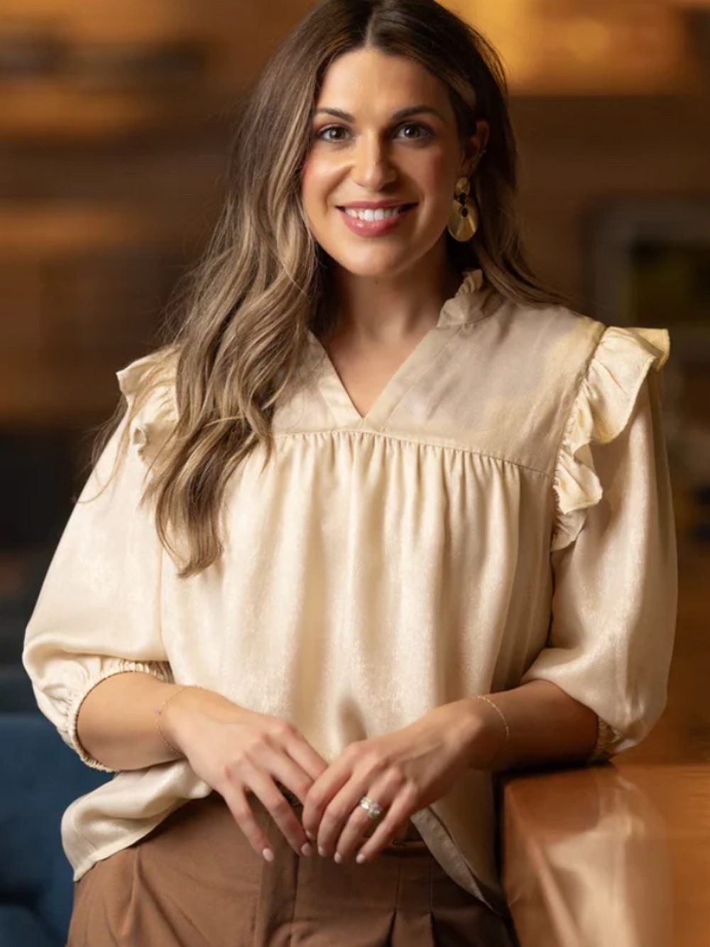 MICHELLE MCDOWELL PARKER TOP FROSTED CHAMPAGNE